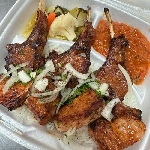 #34 Lamb Chop & Pork Shish.