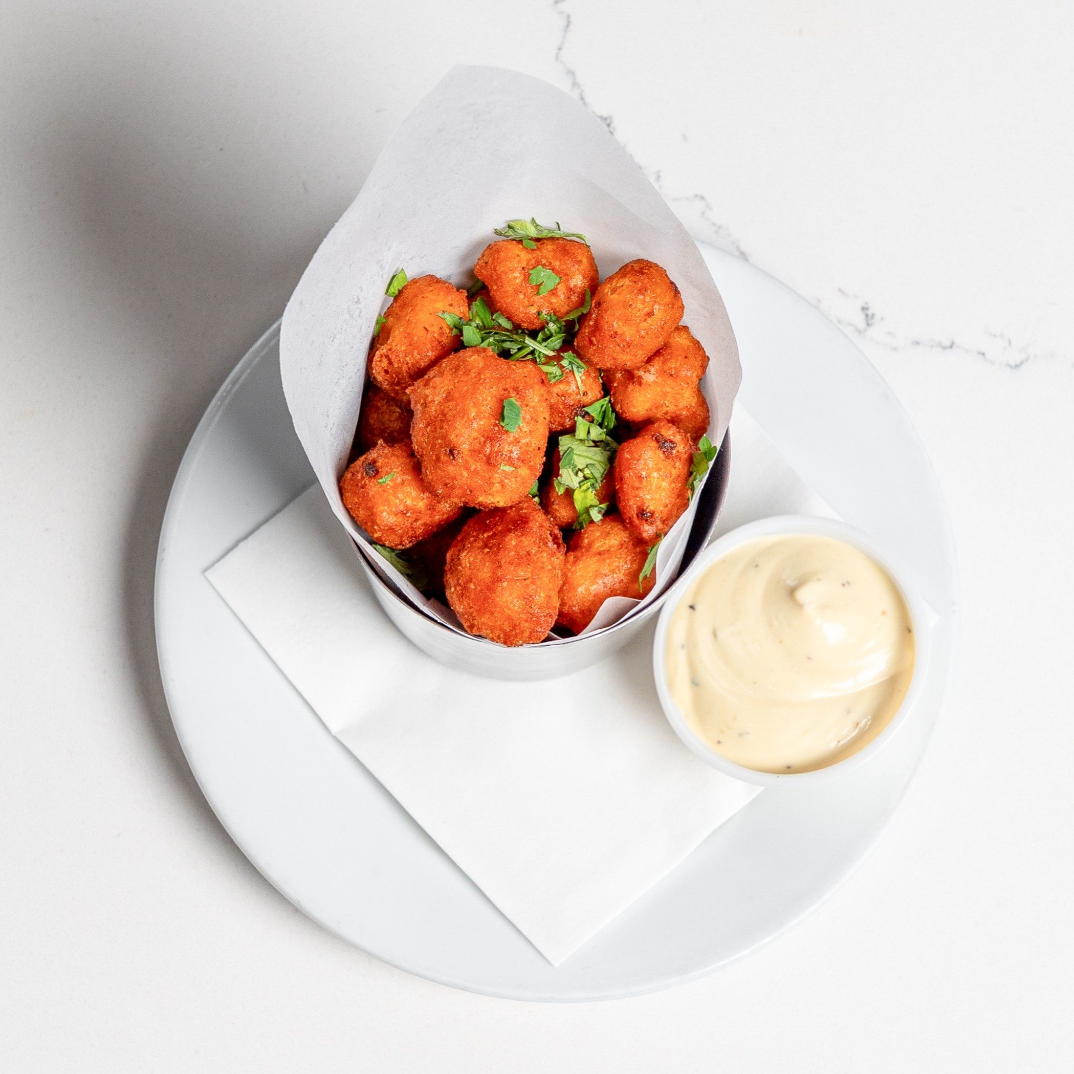 Aleppo pepper spicy fried cauliflower brunch.