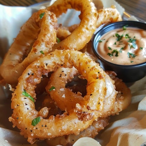 Beer Battered Onion Rings.