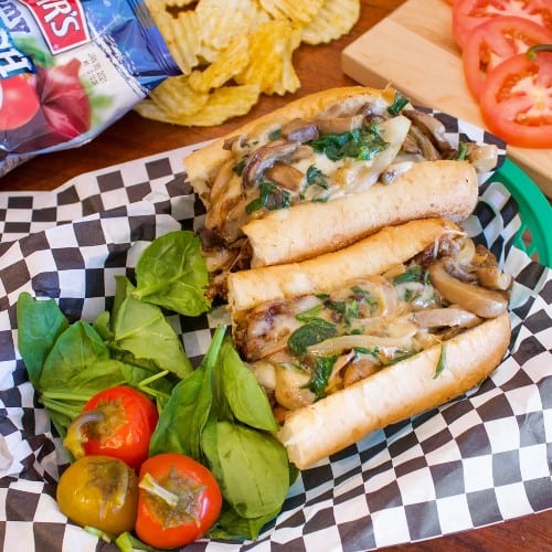 Spinach & Mushroom Cheesesteak.