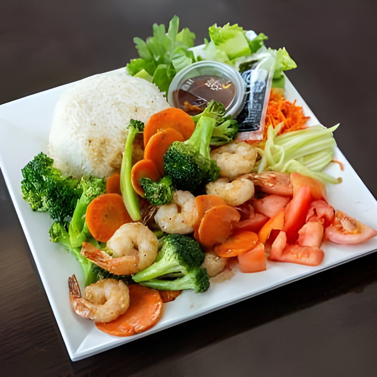 L4. Shrimp Stir Fry Plate.
