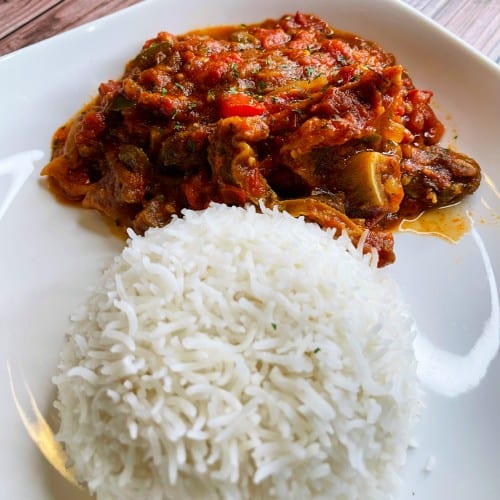Goatmeat Stew Serves with fufu or Rice.