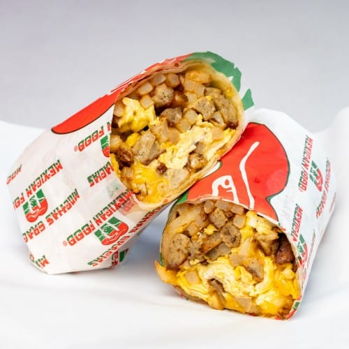 Sausage Breakfast Burrito.