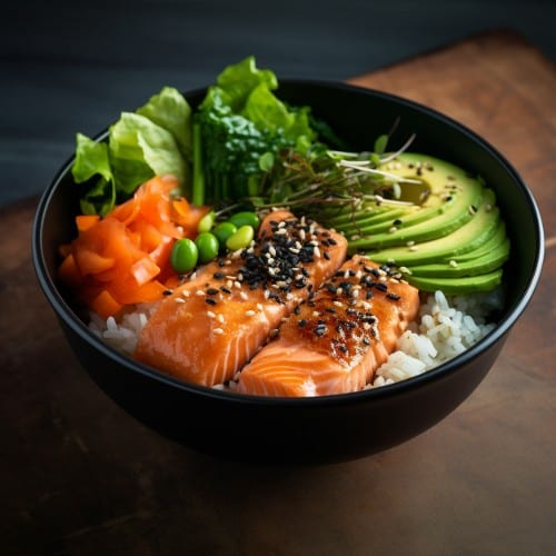 Teriyaki Salmon Bowl.