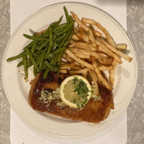 Calamari Steak meal.