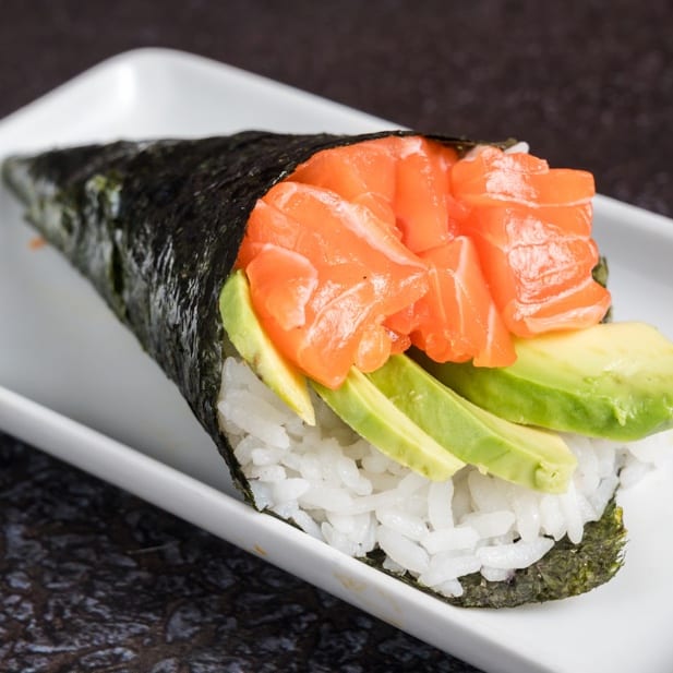Salmon Handroll.