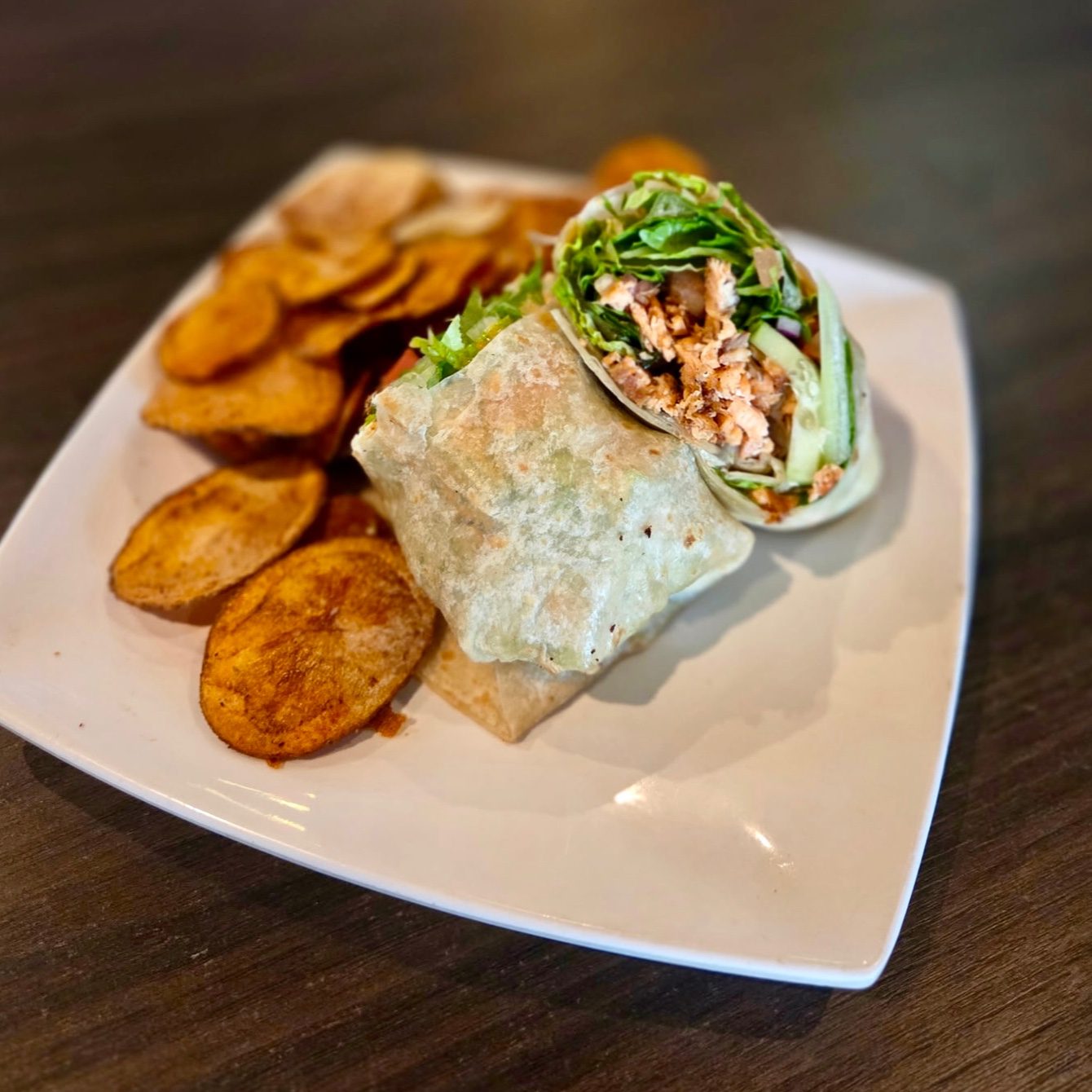 Grilled Salmon Wrap.