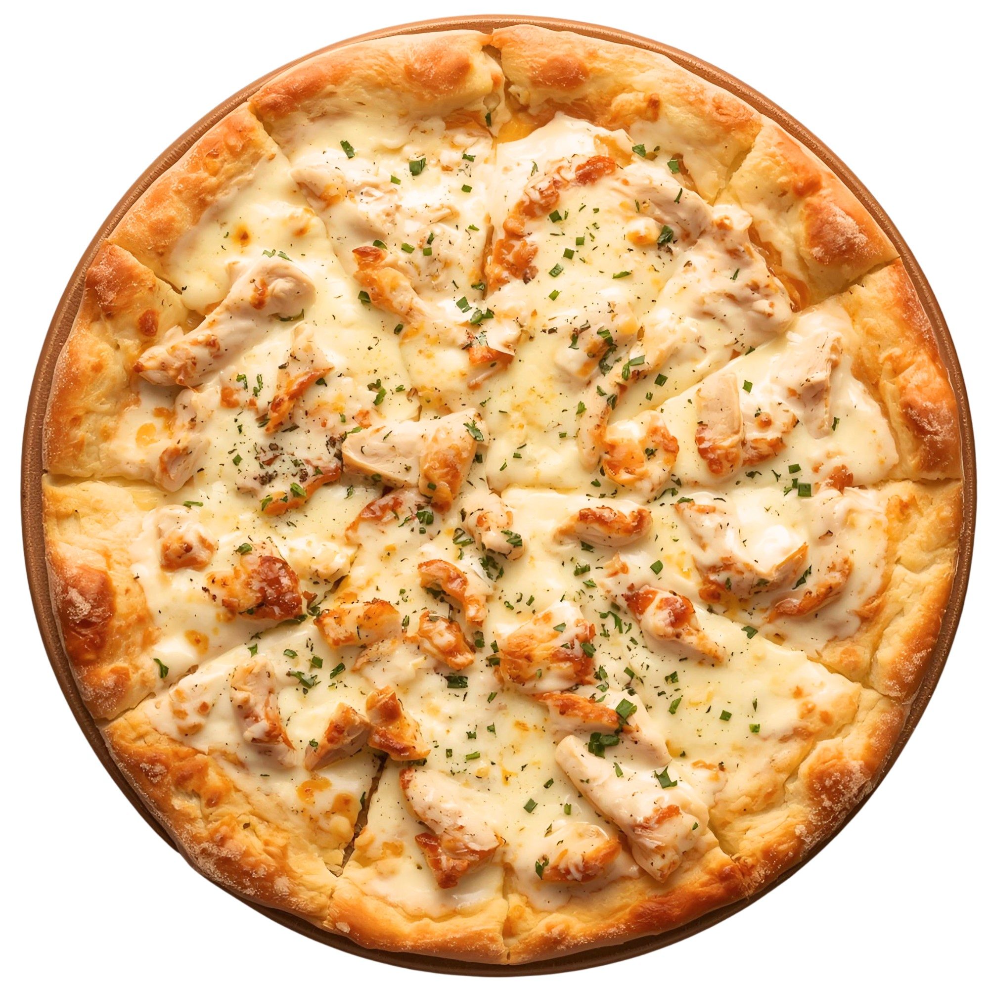 Chicken Alfredo Pizza.