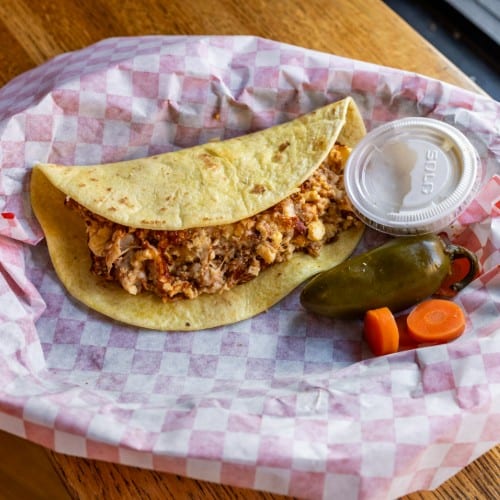 Breakfast Tacos Eggs, Cheese & Chorizo.