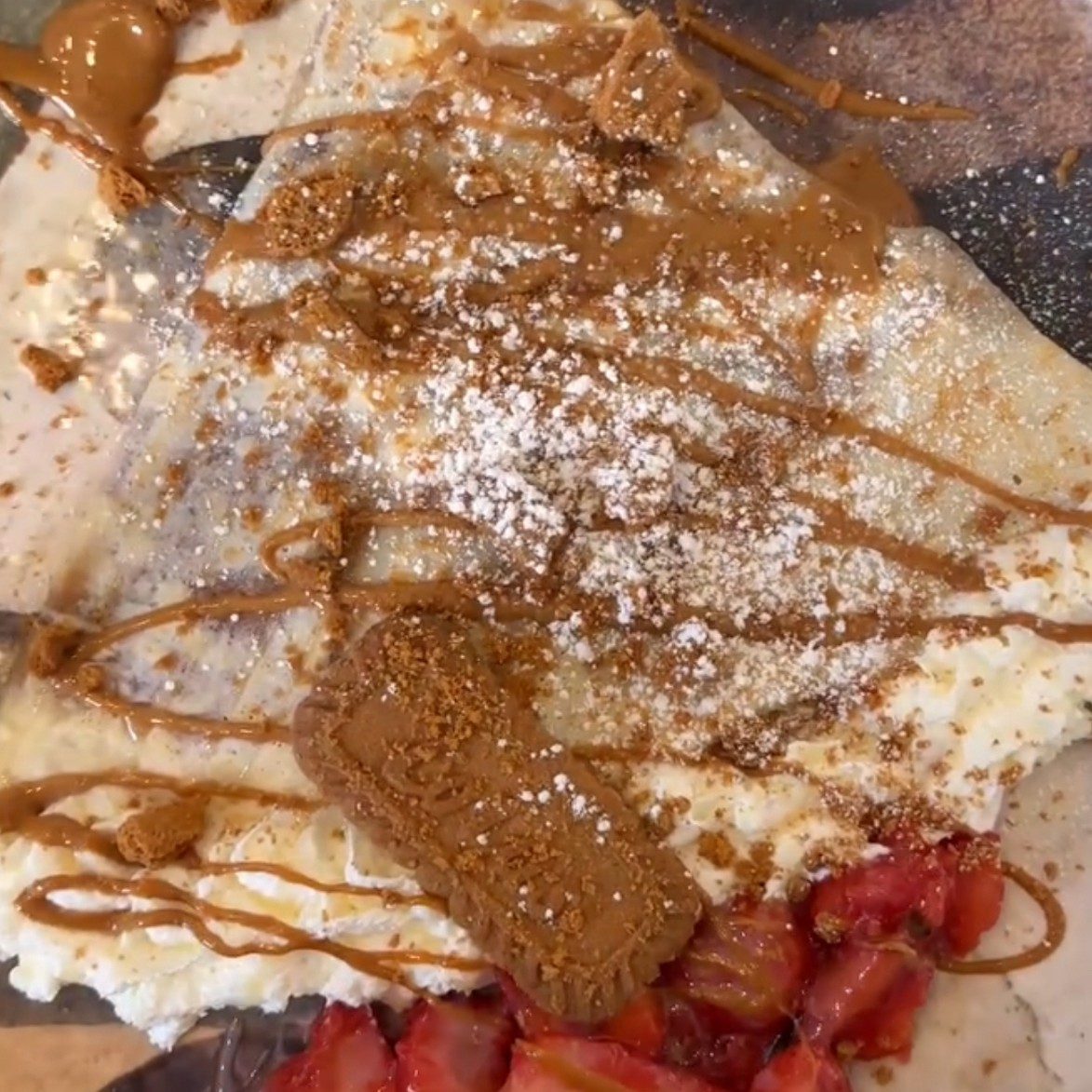 White Chocolate Biscoff Crepes.