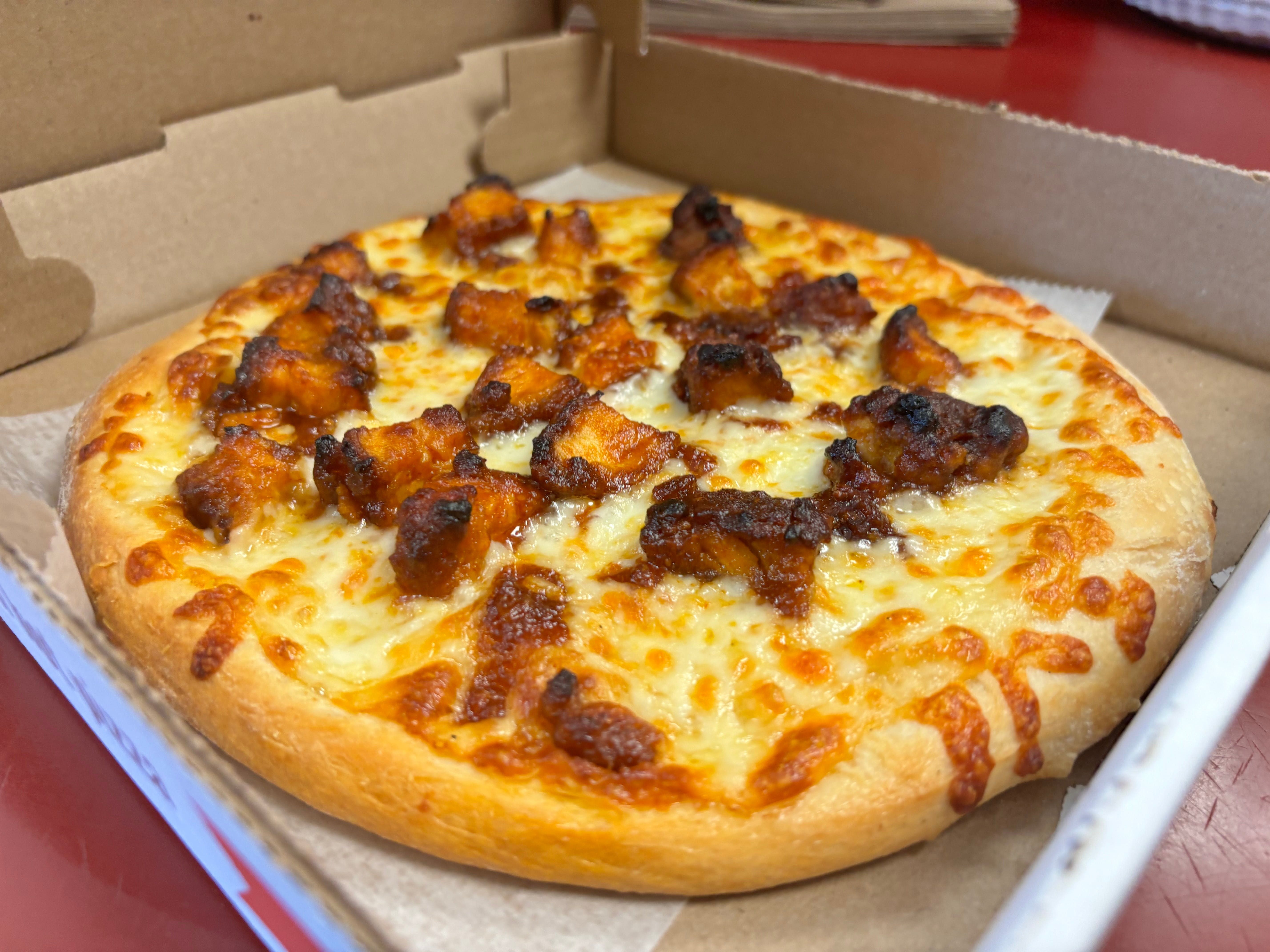 Personal Hot Honey Chicken Pizza.