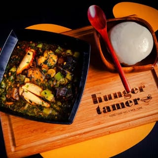 Okra Soup + Goat + Pounded Yam