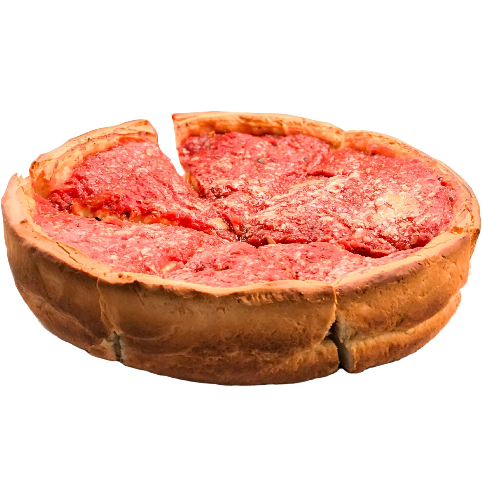Deep Dish Cheese Pizza.