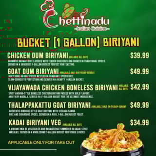 Bucket (1 Gallon) Biriyani - Goat Dum Biriyani - Available only on Friday-Sunday