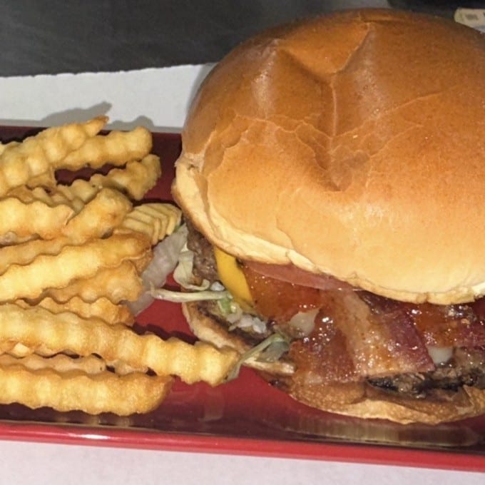 8oz all beef burger & fries.