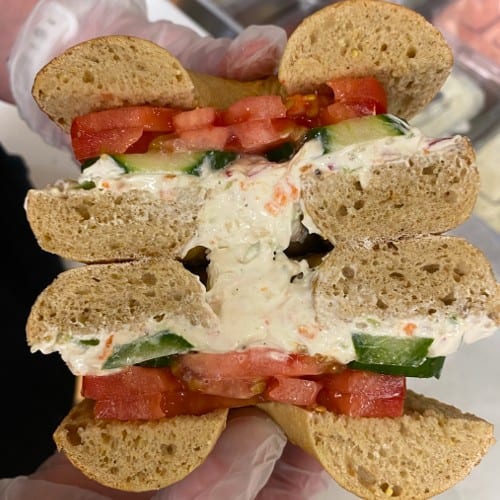 Bagel with CC & Tomato.