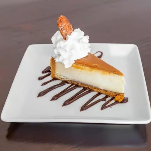 Caramel Cheesecake with Candied Pecan.