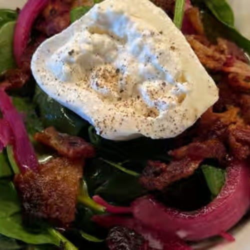Spinach and Burrata Salad.