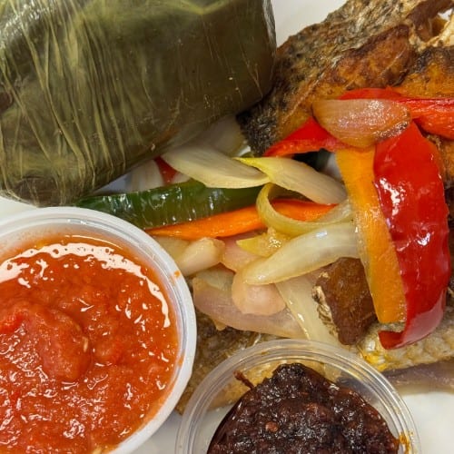 Fante Kenkey W/ Croaker.