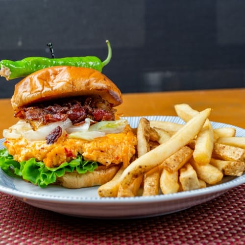 Pimento Cheese Bacon Burger.