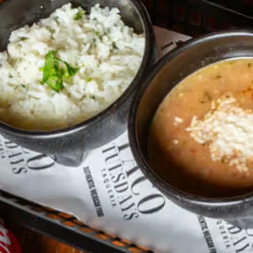 Yellow rice & black Beans.