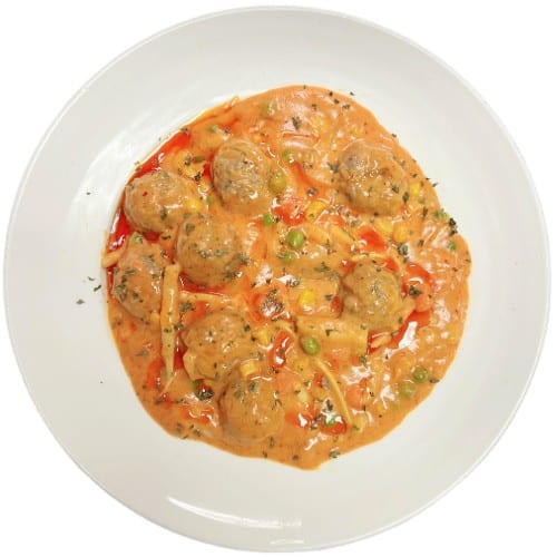 Beef Ball, Bamboo Shoot, Corn, Peas & Carrots.