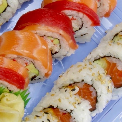 <Rainbow Roll & Spicy Roll Combo * $22.