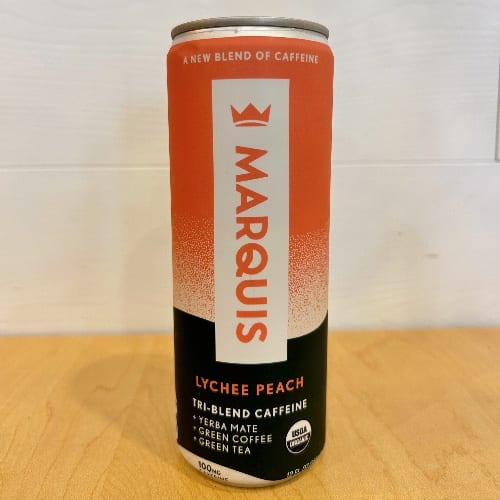 “Lychee Peach” Natural Energy Drink.