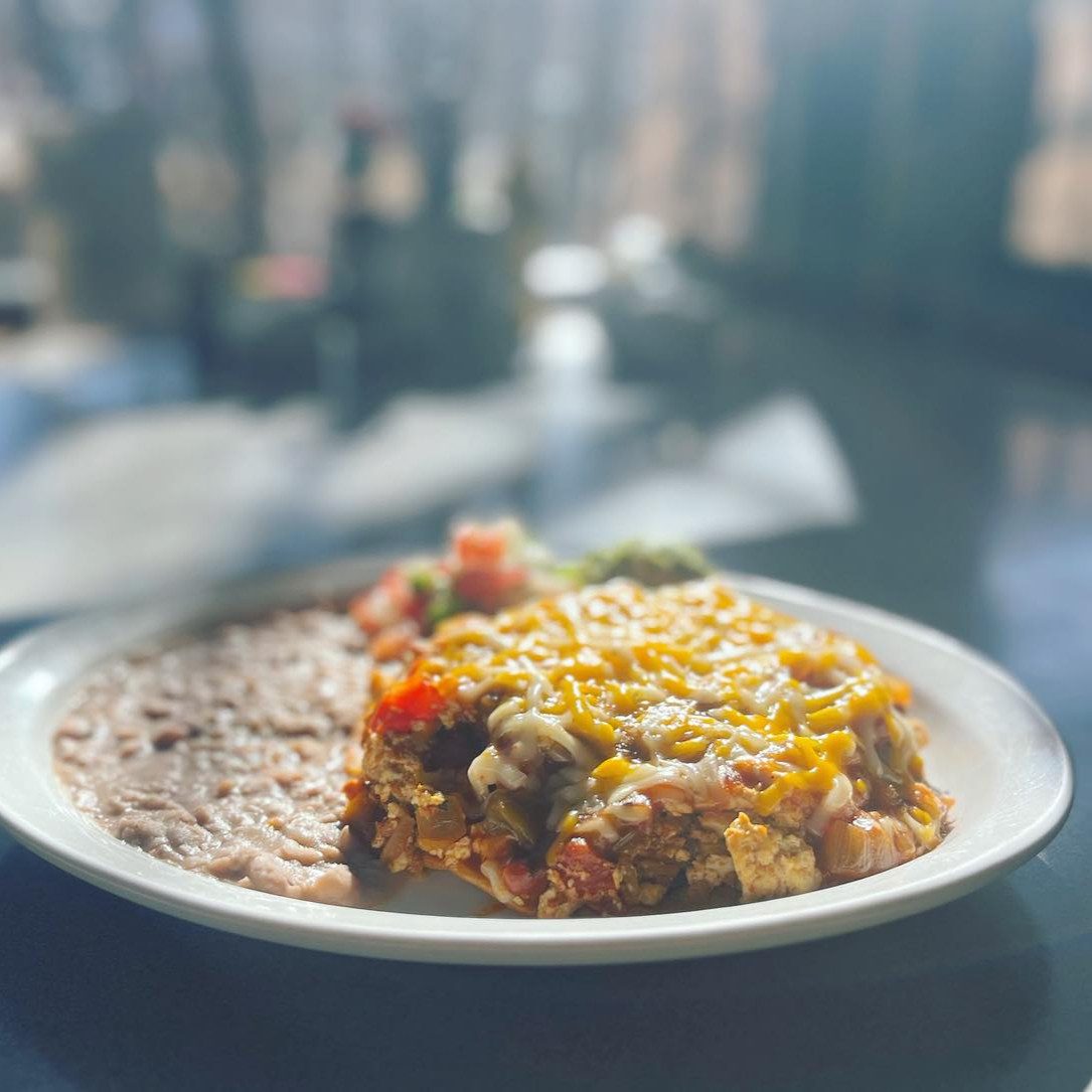 Vegan Chorizo “Huevos” Rancheros.