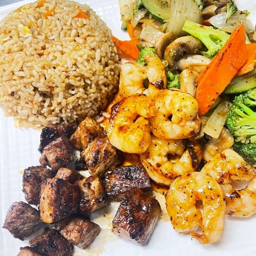 Filet Mignon & Shrimp Hibachi Combo.