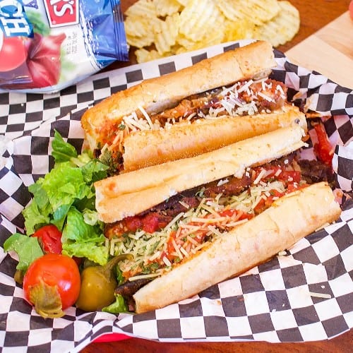 Eggplant Parmigiana Sandwich.