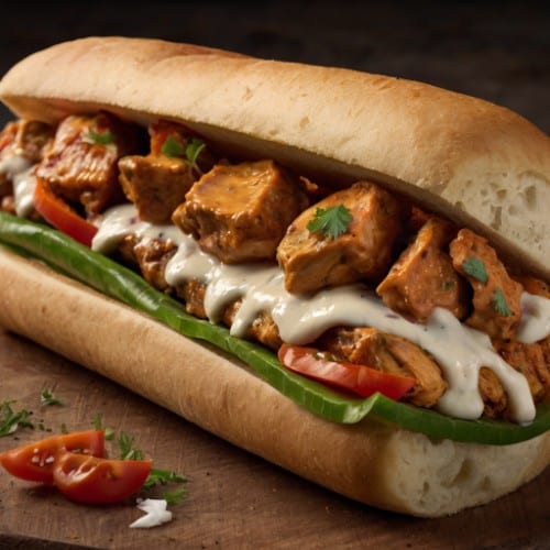 Chicken Tikka Cheesesteak Sandwich.