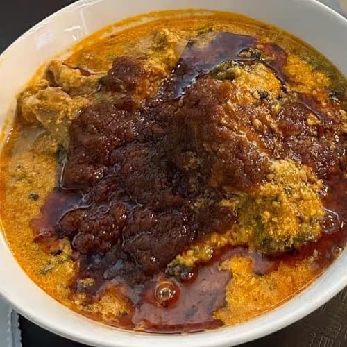 Fufu and Egusi with Goat Meat.