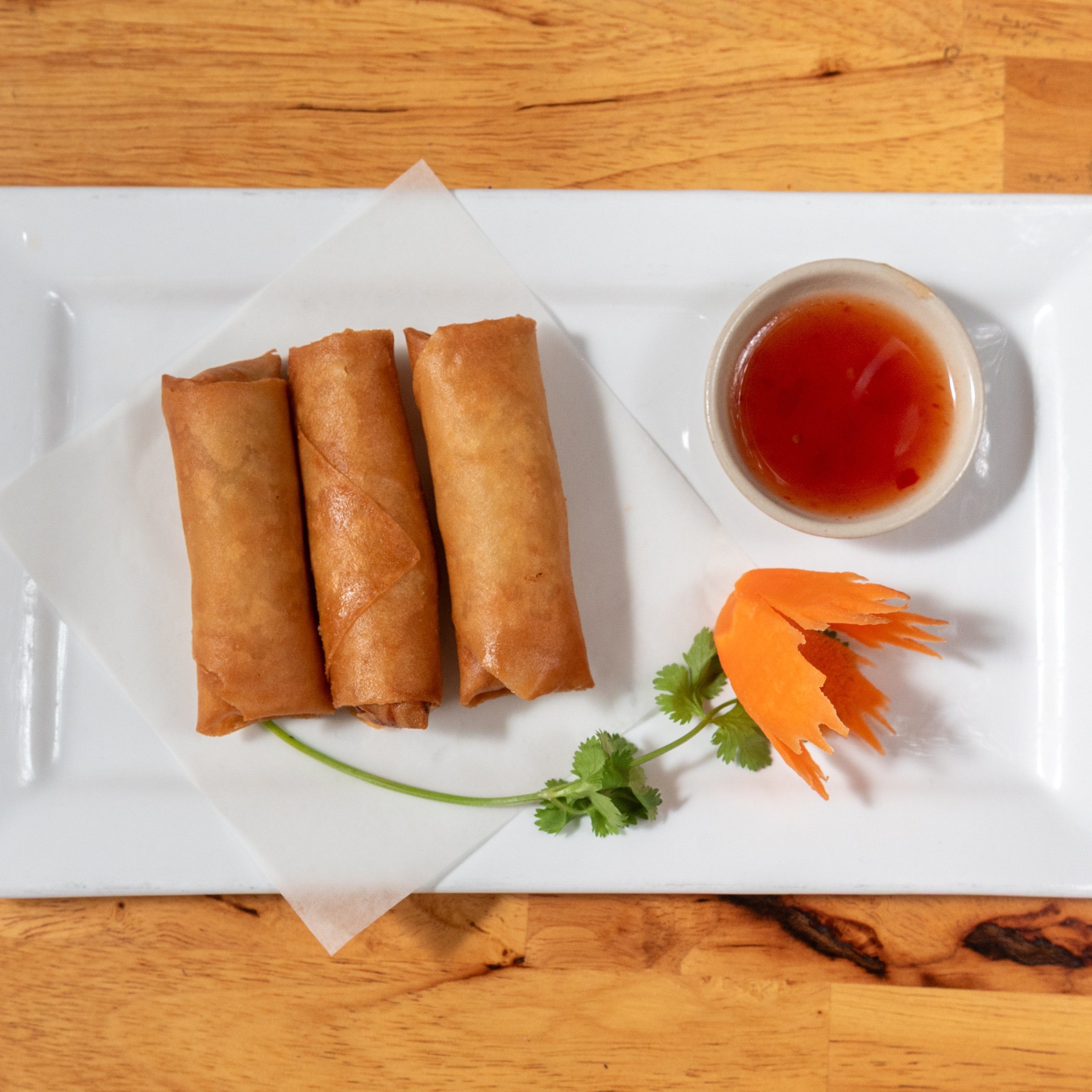 Crispy spring rolls.
