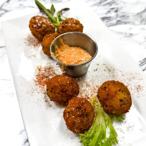 Crab and Mozzarella Arancini.