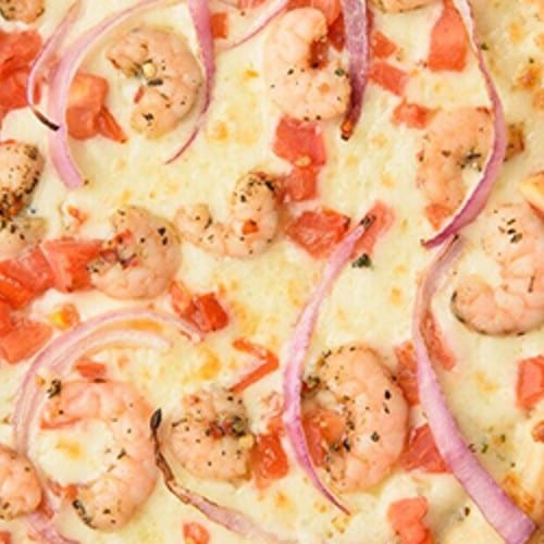 Garlic Gulf Shrimp Pizza.