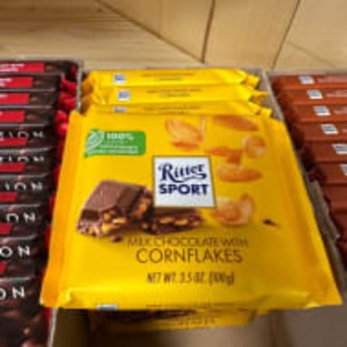 Ritter Sport Milk Chocolate with Cornflakes.