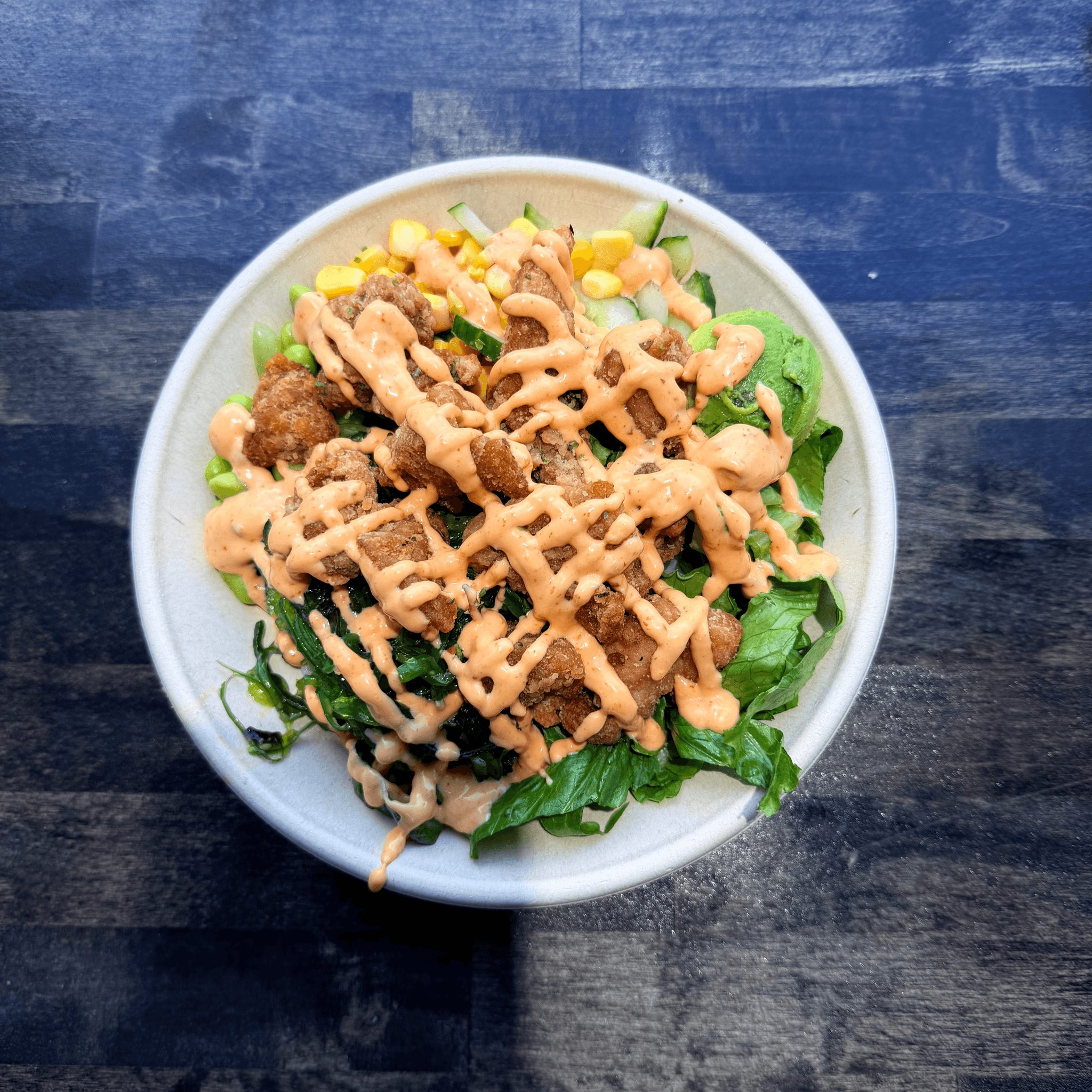 A23-hot crispy chicken poké bowl.