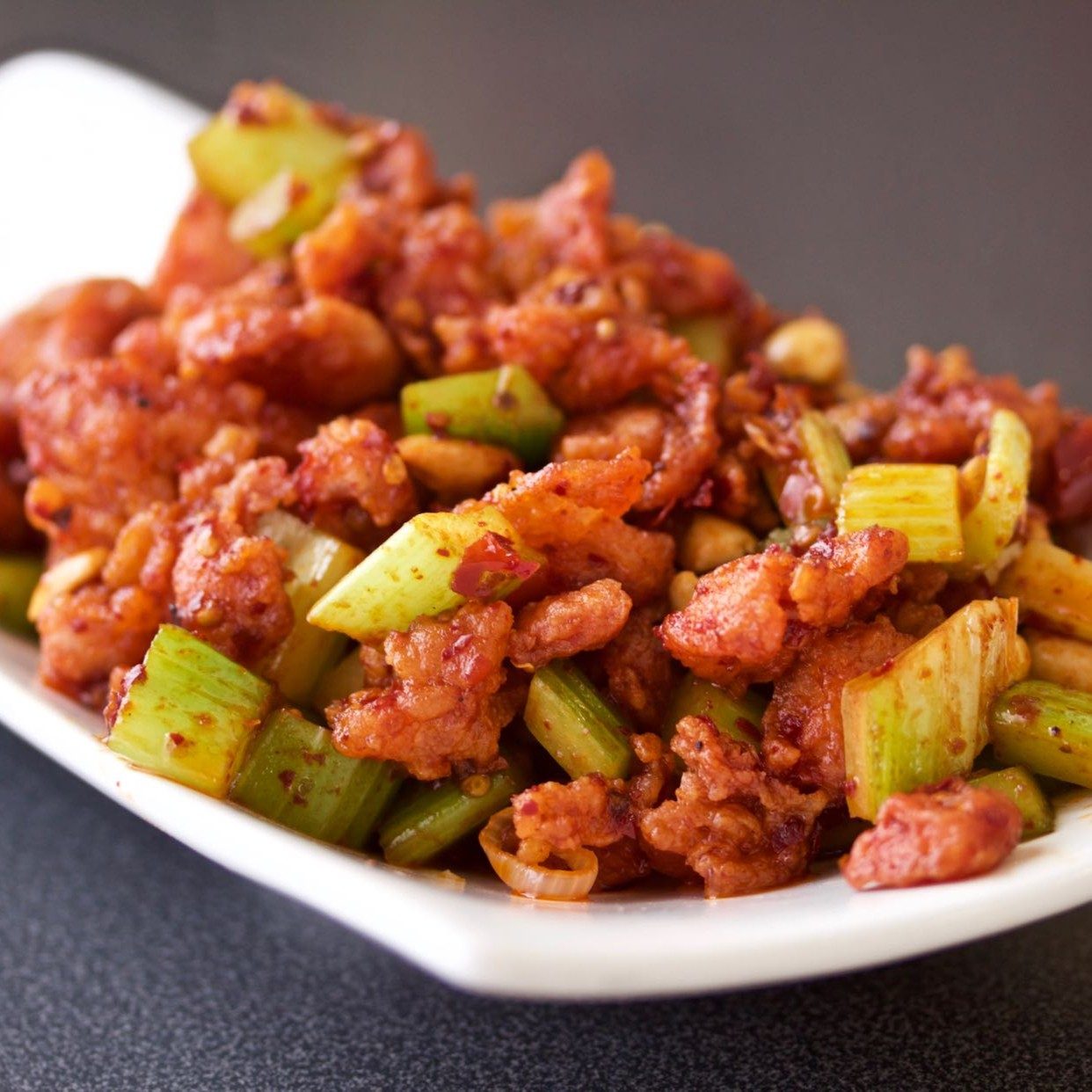 Szechuan Mala Chicken with Peanuts.