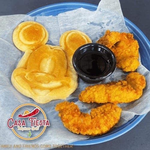 Kids Tenders and Mickey Mouse Pancake.
