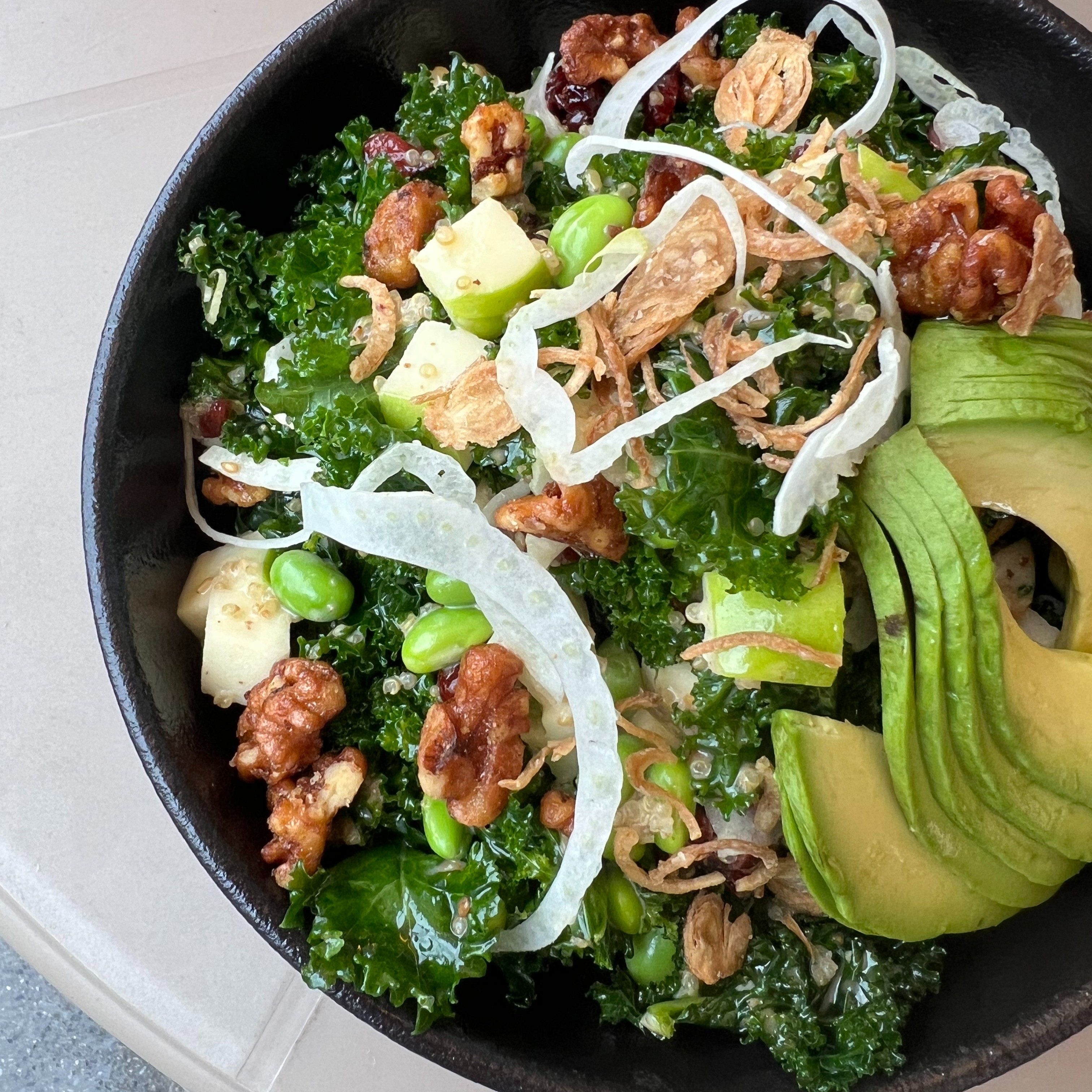 Kale salad with roasted sesame dressing.