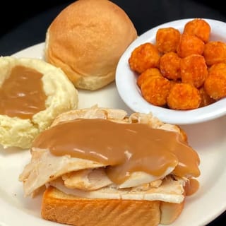 Open Faced Hot Turkey Dinner with Brown Gravy