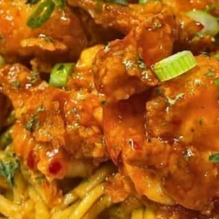 "Me N You" Sweet Chili Shrimp with Garlic Noodles