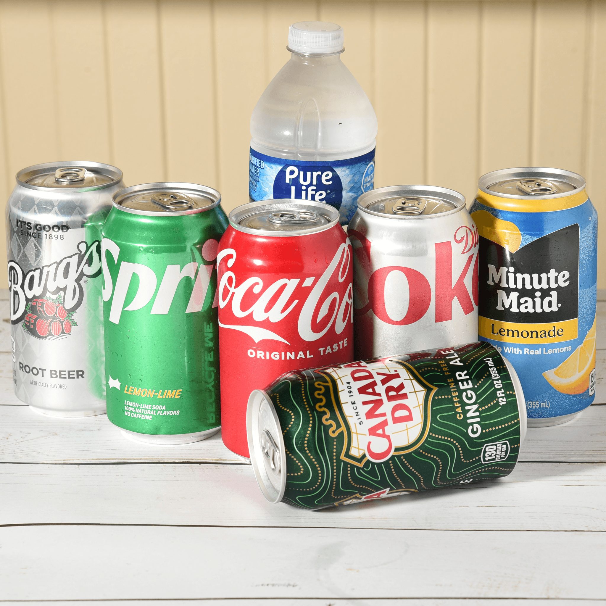 Assorted Soft Drinks.