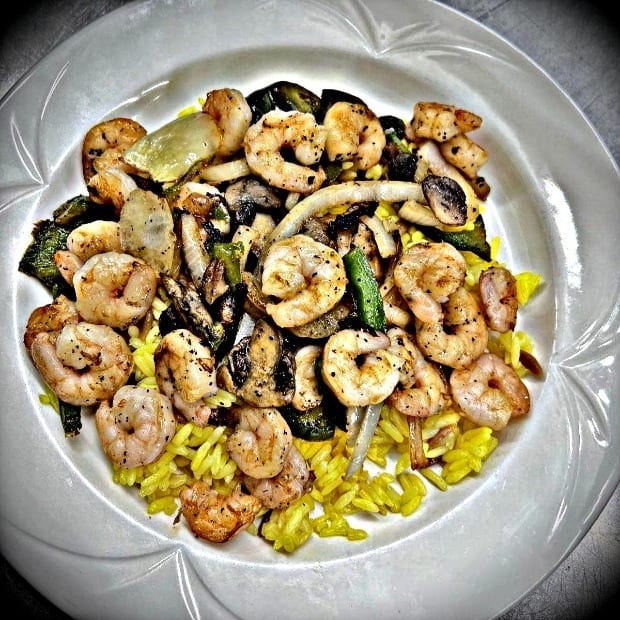 Shrimp Over Rice.