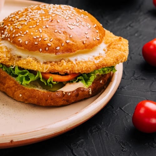 Crispy Chicken Sandwich with Fries.