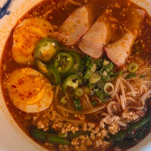 SukoThai Noodle Soup With BBQ Pork.