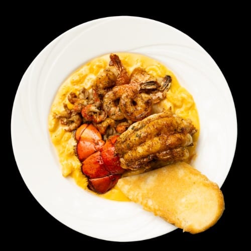 Lobster Tail, Shrimp & Crawfish Mac & Cheese.