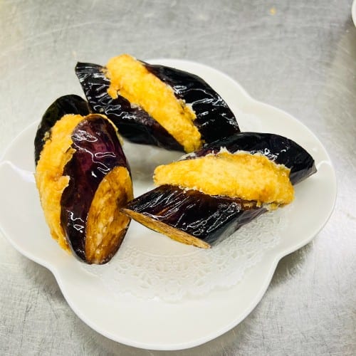 Stuffed Eggplant with Shrimp 煎釀茄子.