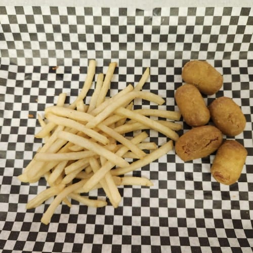 CORN DOG BITES & FRENCH FRIES.